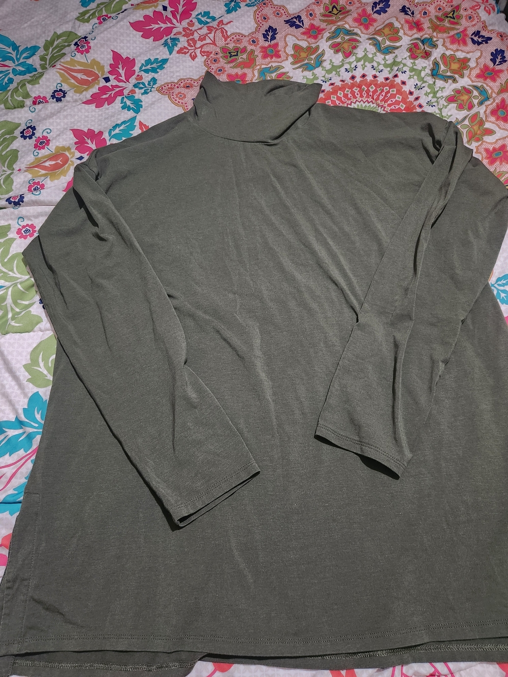 J. Jill Supima Cotton Blend Olive Green Turtleneck Long Sleeve